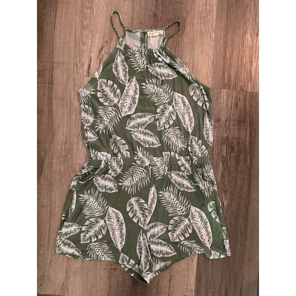 Tucker + Tate Green Leaves Tank Romper Girls Size XL (15/16)